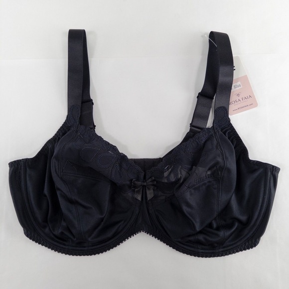 Rosa Faia Anita Lupina Bra 40F Black Underwire Side Support Unpadded New - Picture 1 of 8